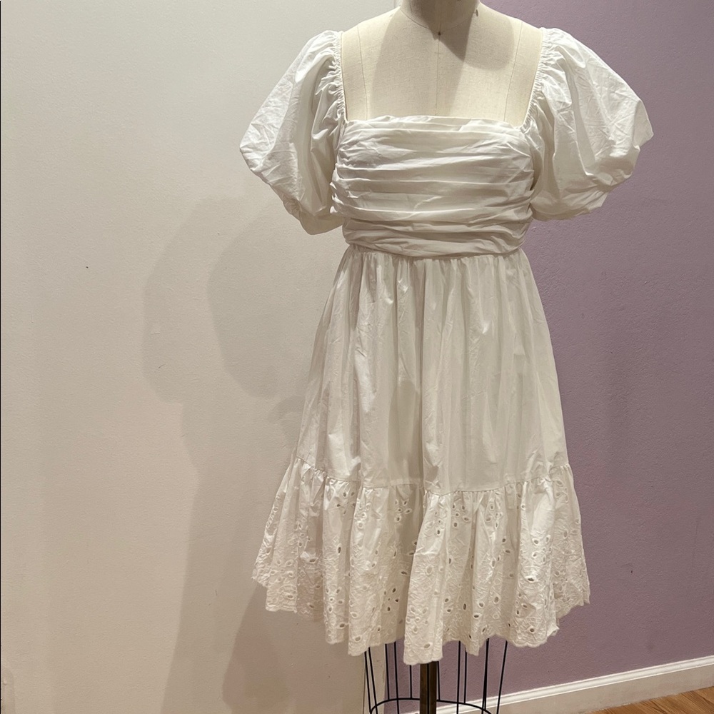 En Saison White Puff Sleeve Mini Dress